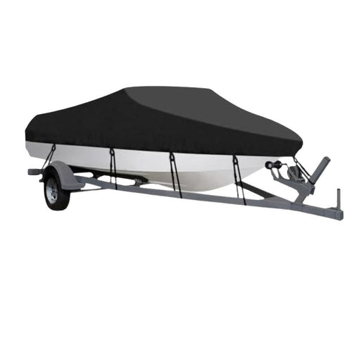 20-22ft Waterproof Boat Cover Trailerable V-Hull Runabout UV Resistant Marine Grade Storage Tarpaulin with Straps (Black, 700cm x 320cm)